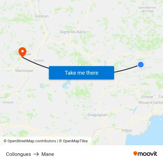 Collongues to Mane map