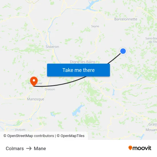 Colmars to Mane map