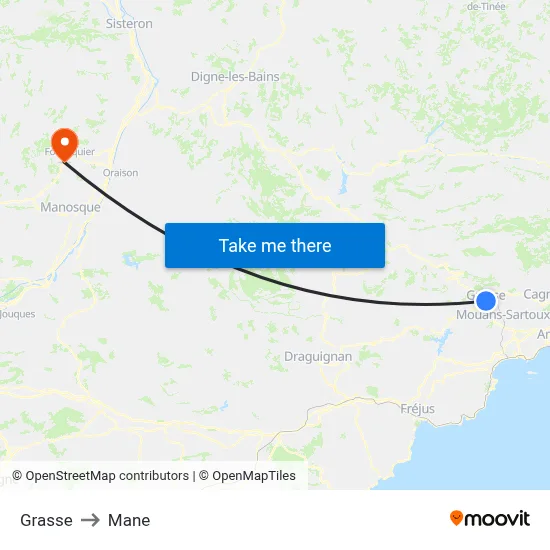 Grasse to Mane map