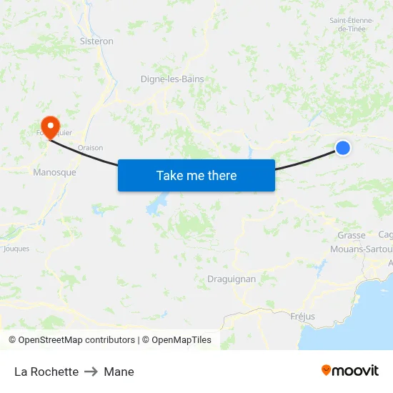 La Rochette to Mane map