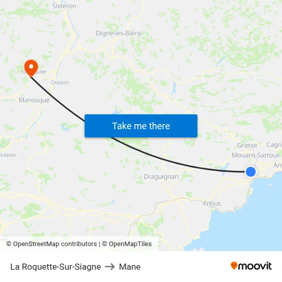 La Roquette-Sur-Siagne to Mane map