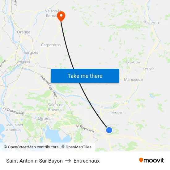 Saint-Antonin-Sur-Bayon to Entrechaux map