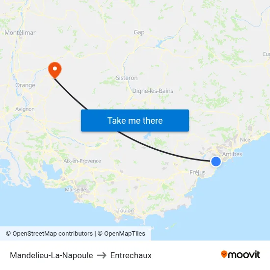 Mandelieu-La-Napoule to Entrechaux map