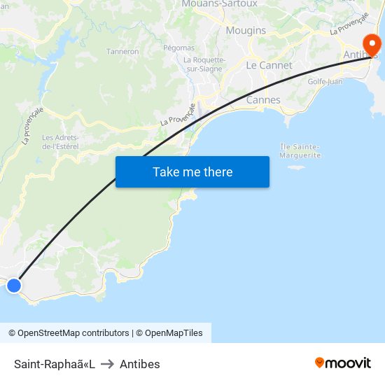 Saint-Raphaã«L to Antibes map