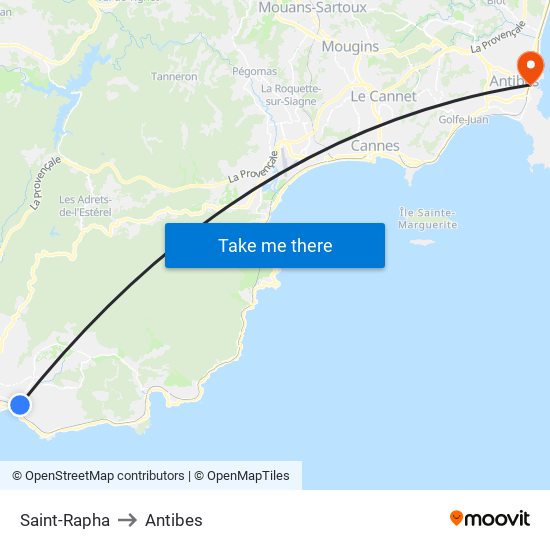 Saint-Rapha to Antibes map
