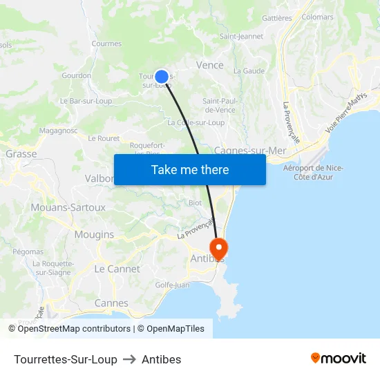 Tourrettes-Sur-Loup to Antibes map