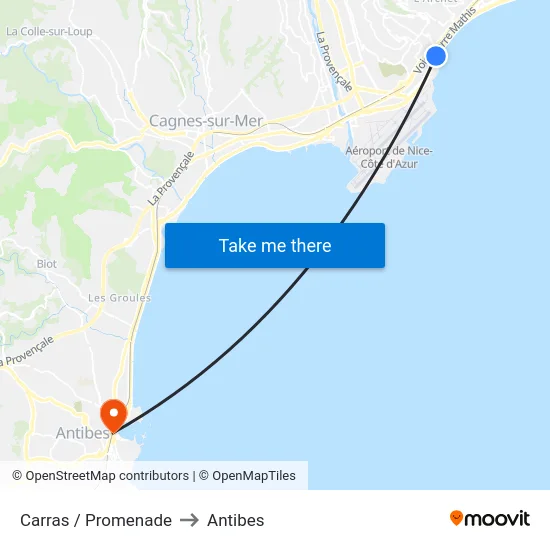 Carras / Promenade to Antibes map