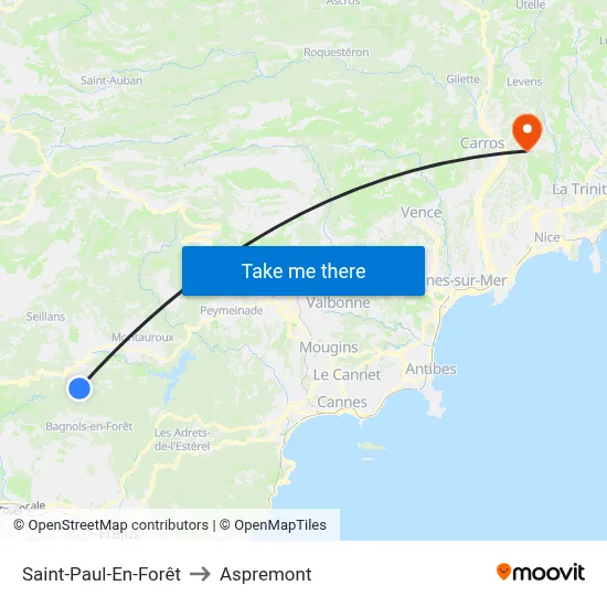 Saint-Paul-En-Forêt to Aspremont map
