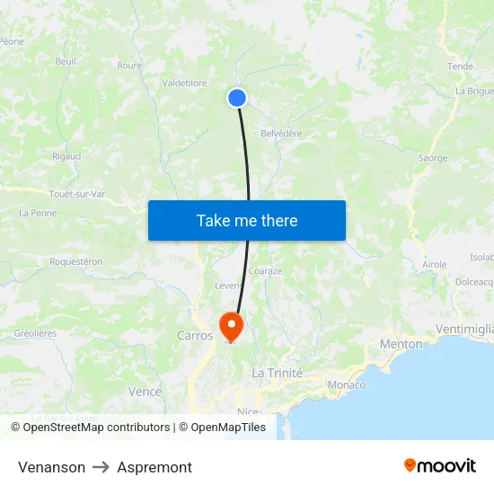 Venanson to Aspremont map