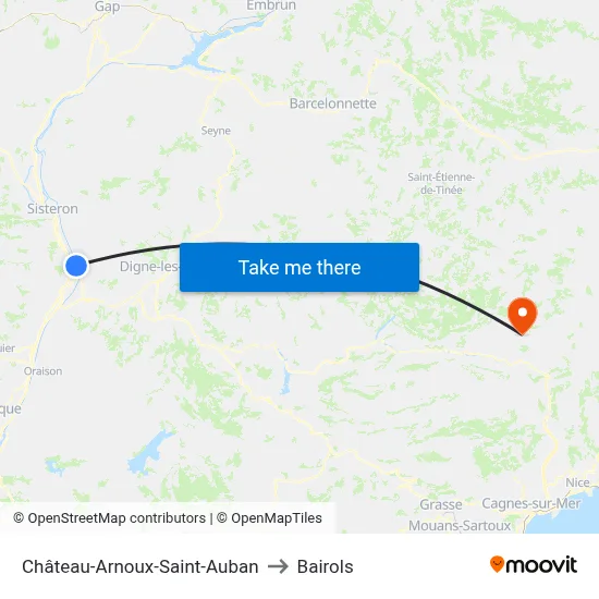 Château-Arnoux-Saint-Auban to Bairols map