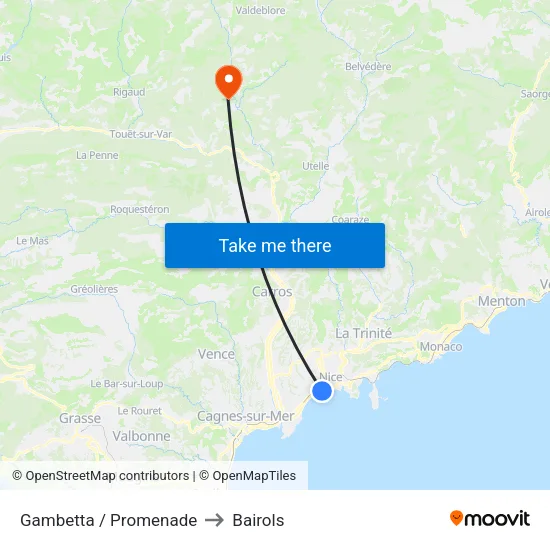 Gambetta / Promenade to Bairols map