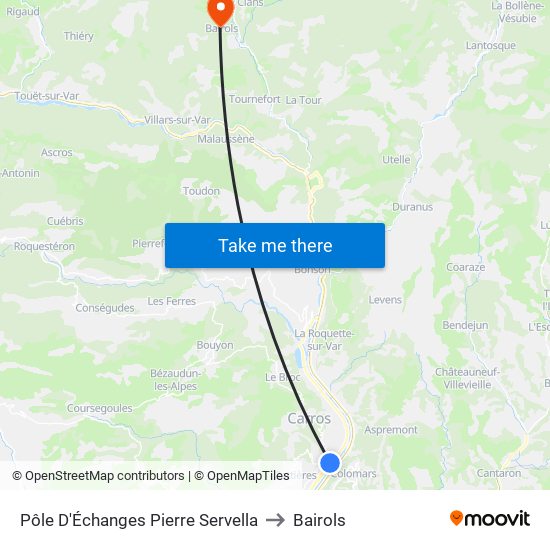 Pôle D'Échanges Pierre Servella to Bairols map