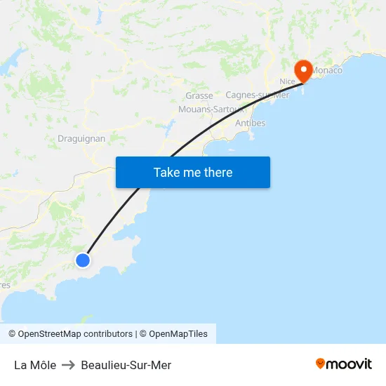 La Môle to Beaulieu-Sur-Mer map