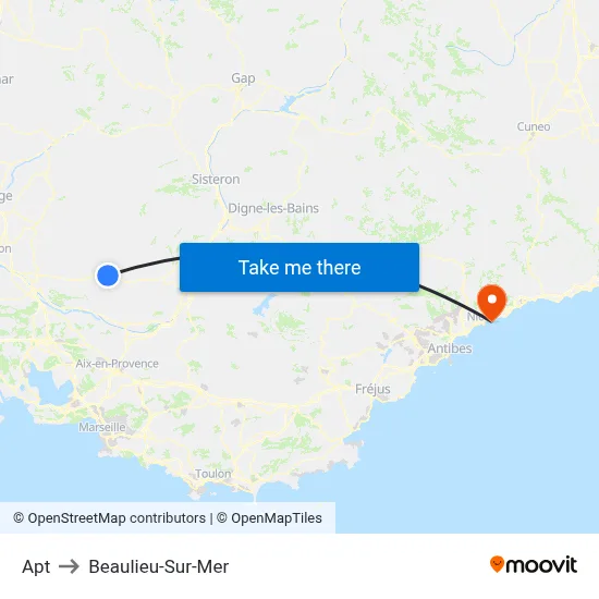 Apt to Beaulieu-Sur-Mer map