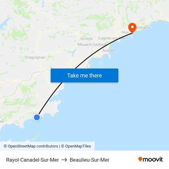 Rayol-Canadel-Sur-Mer to Beaulieu-Sur-Mer map