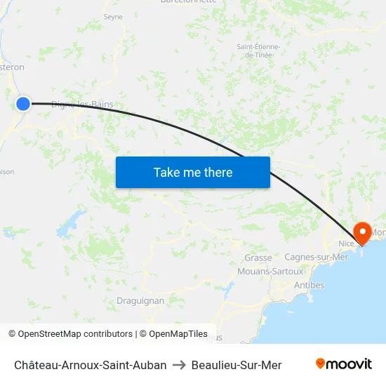 Château-Arnoux-Saint-Auban to Beaulieu-Sur-Mer map