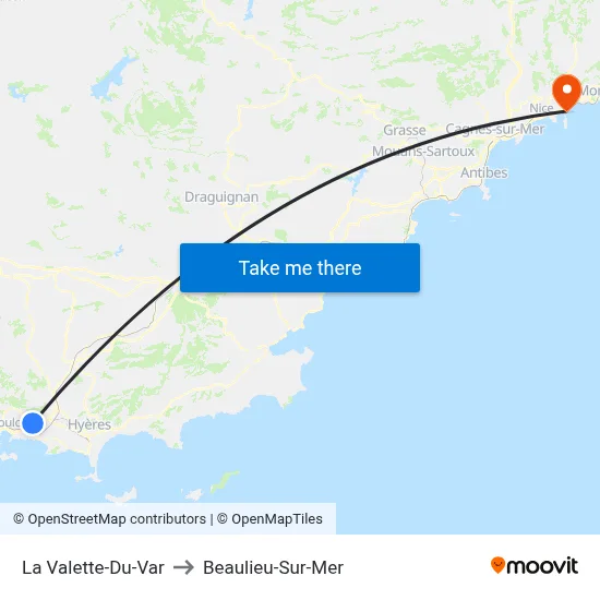 La Valette-Du-Var to Beaulieu-Sur-Mer map