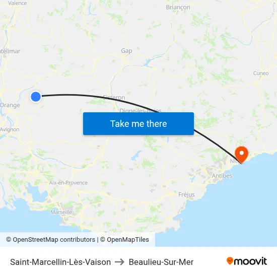 Saint-Marcellin-Lès-Vaison to Beaulieu-Sur-Mer map