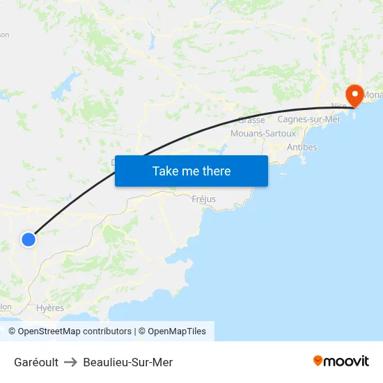 Garéoult to Beaulieu-Sur-Mer map
