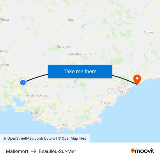 Mallemort to Beaulieu-Sur-Mer map