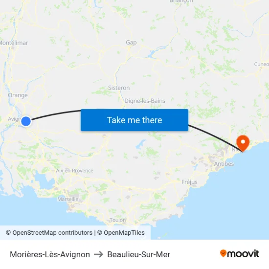 Morières-Lès-Avignon to Beaulieu-Sur-Mer map