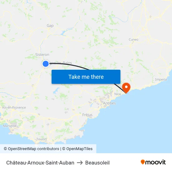 Château-Arnoux-Saint-Auban to Beausoleil map