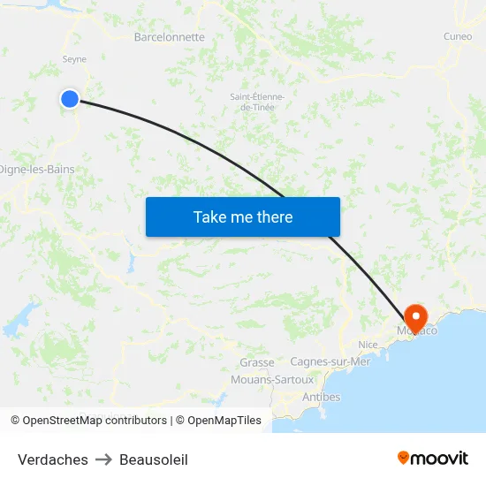 Verdaches to Beausoleil map