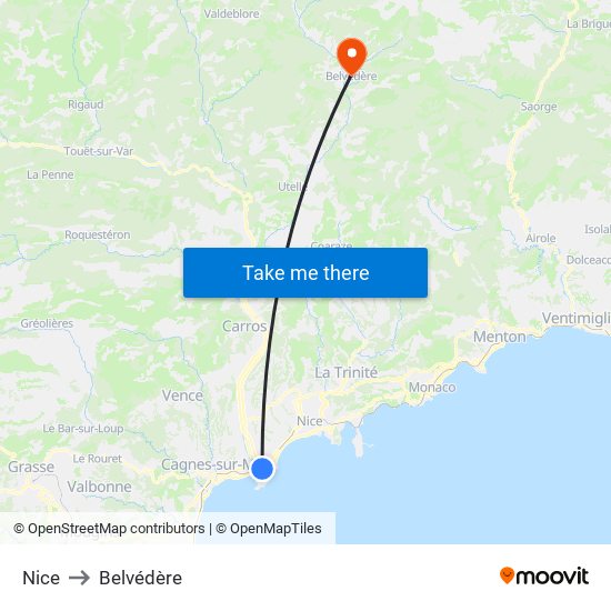 Nice to Belvédère map
