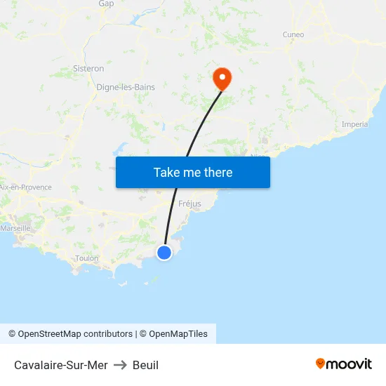 Cavalaire-Sur-Mer to Beuil map