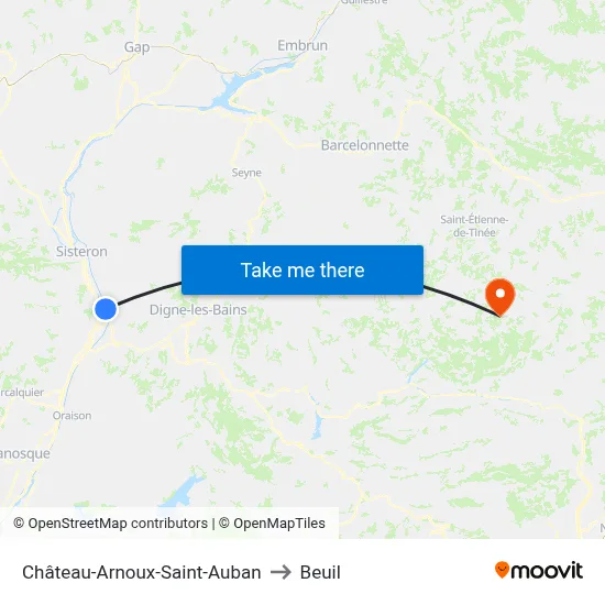 Château-Arnoux-Saint-Auban to Beuil map