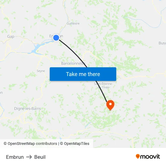 Embrun to Beuil map