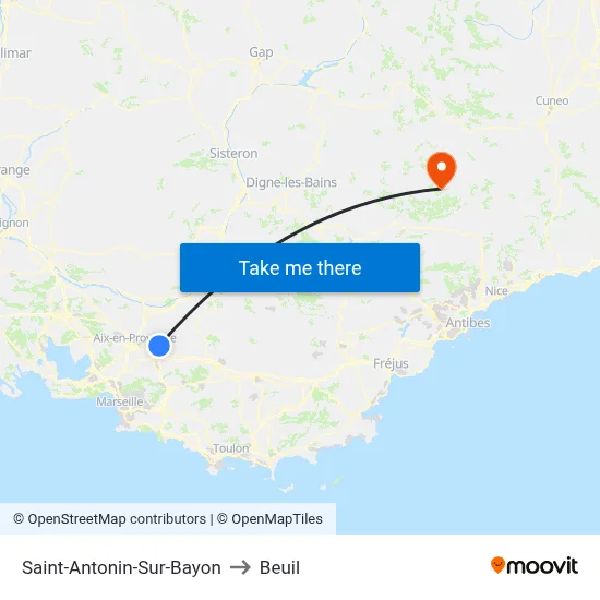 Saint-Antonin-Sur-Bayon to Beuil map