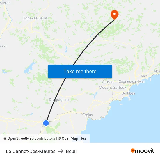 Le Cannet-Des-Maures to Beuil map