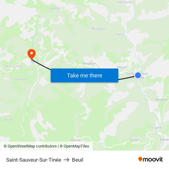 Saint-Sauveur-Sur-Tinée to Beuil map