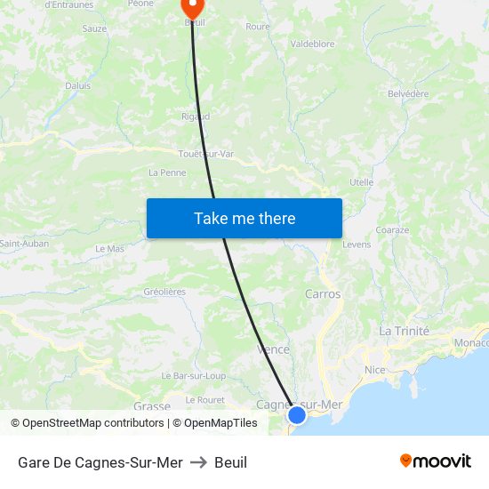 Gare De Cagnes-Sur-Mer to Beuil map