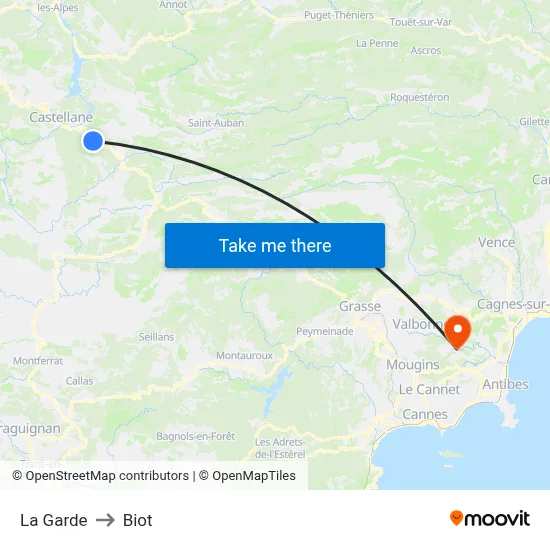 La Garde to Biot map
