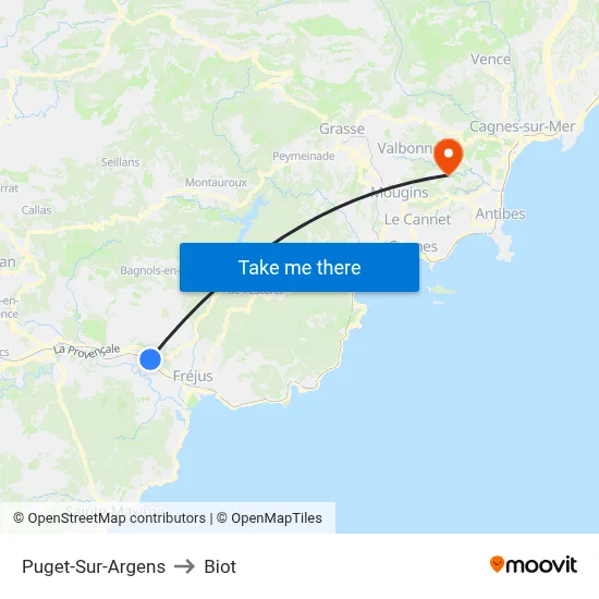Puget-Sur-Argens to Biot map