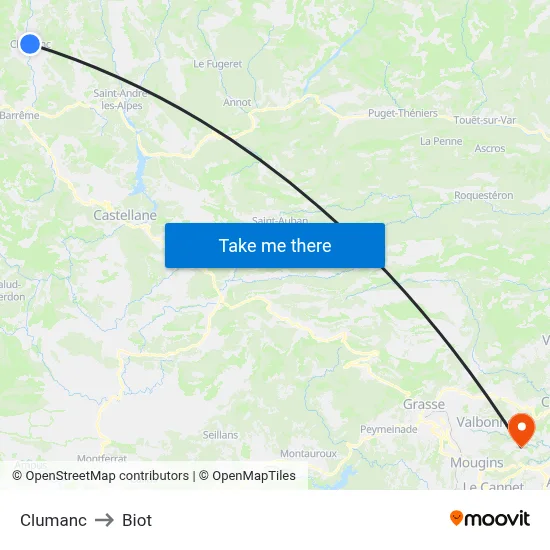 Clumanc to Biot map