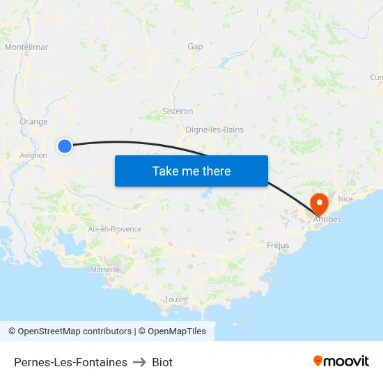 Pernes-Les-Fontaines to Biot map