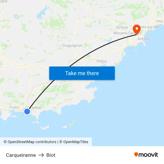 Carqueiranne to Biot map