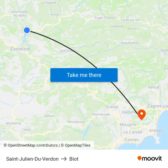 Saint-Julien-Du-Verdon to Biot map
