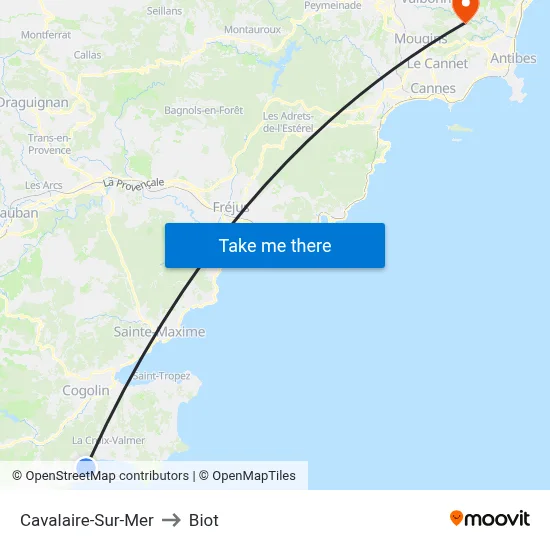 Cavalaire-Sur-Mer to Biot map