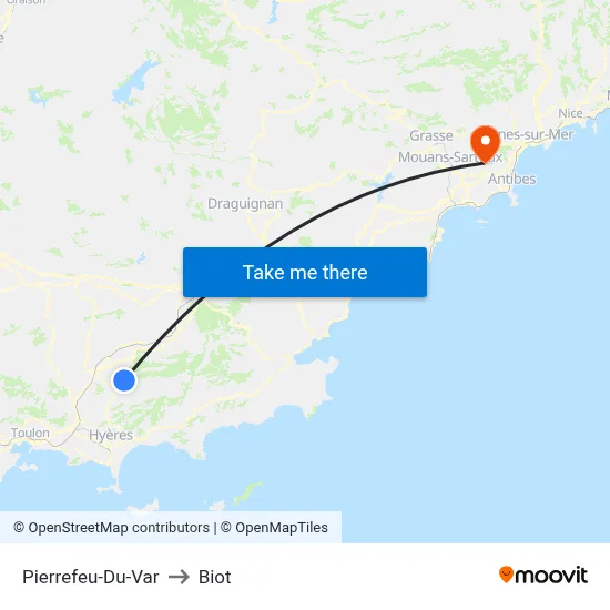 Pierrefeu-Du-Var to Biot map