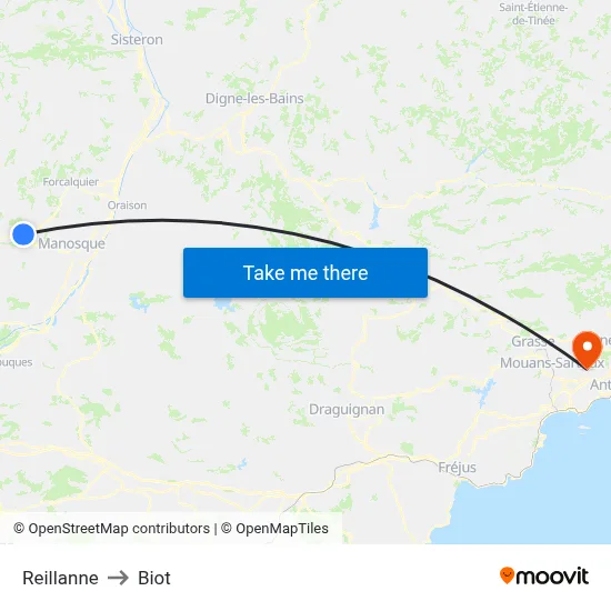 Reillanne to Biot map
