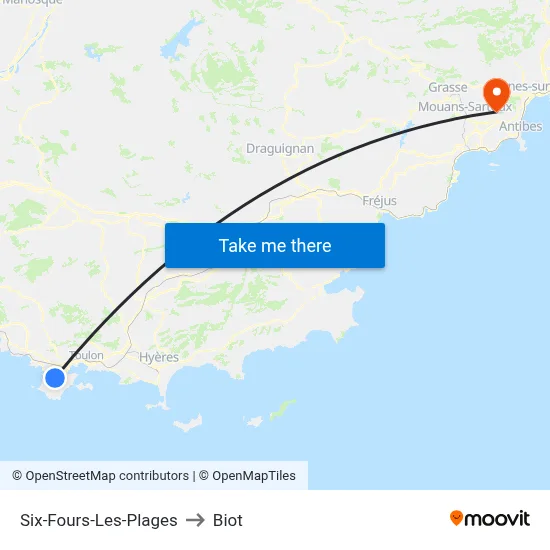 Six-Fours-Les-Plages to Biot map
