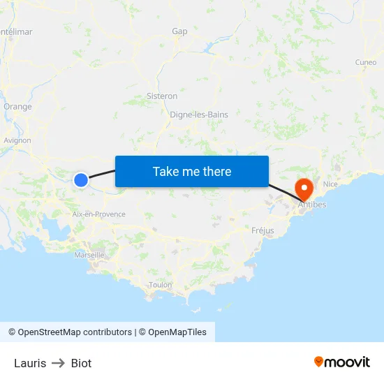 Lauris to Biot map