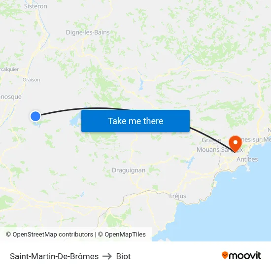 Saint-Martin-De-Brômes to Biot map