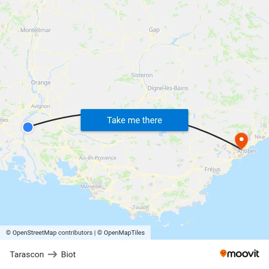Tarascon to Biot map