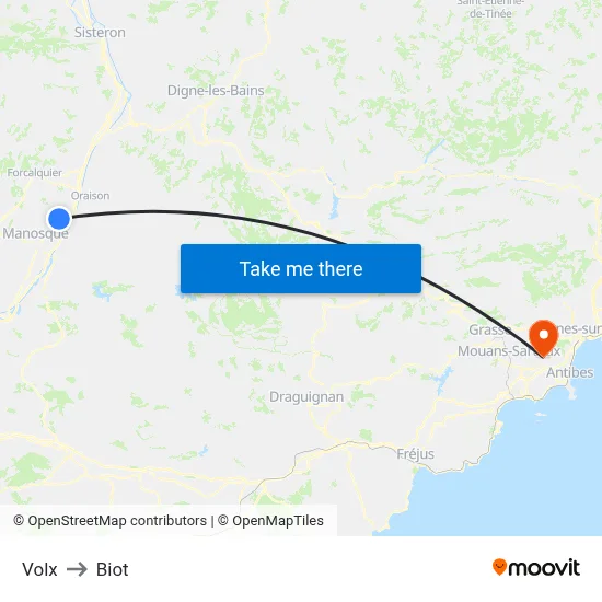 Volx to Biot map