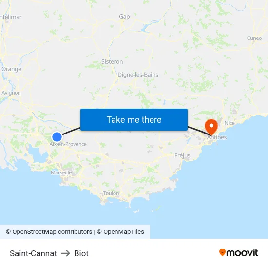 Saint-Cannat to Biot map